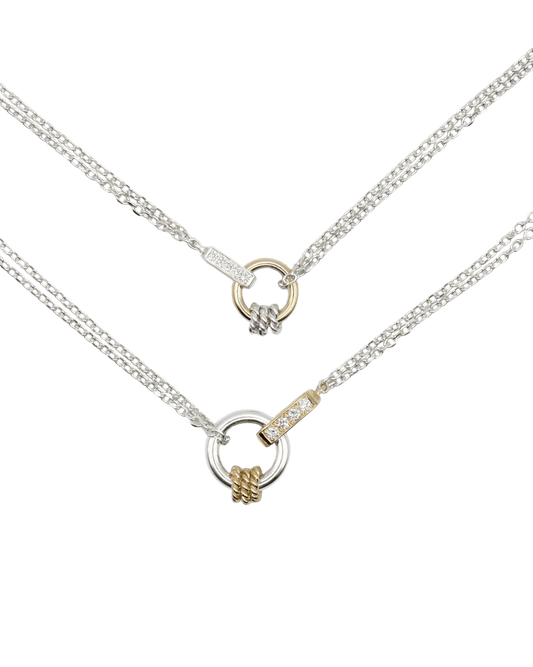 COLLIER LASSO - Or jaune, Argent, Diamants