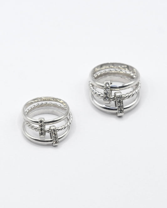 BAGUE LASSO - Argent, Saphirs