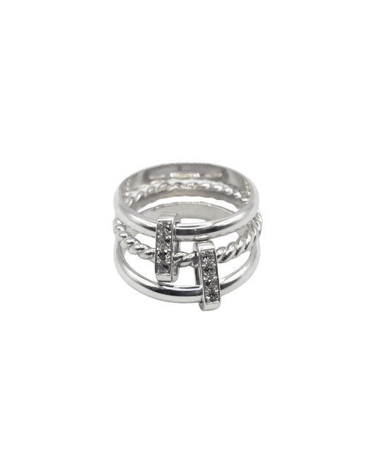 BAGUE LASSO - Argent, Saphirs