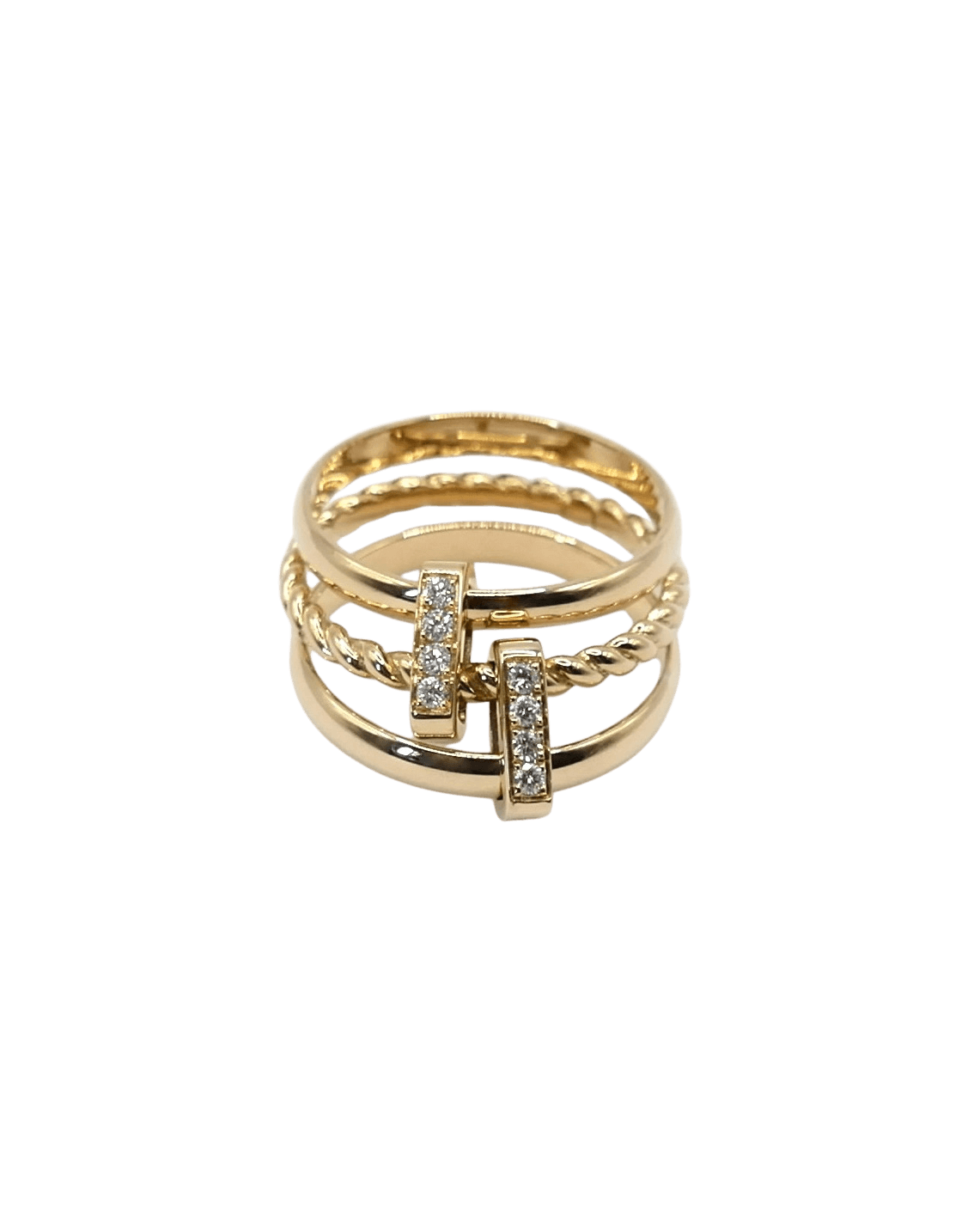 BAGUE LASSO - Or jaune, Diamants