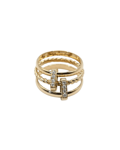 BAGUE LASSO - Or jaune, Diamants