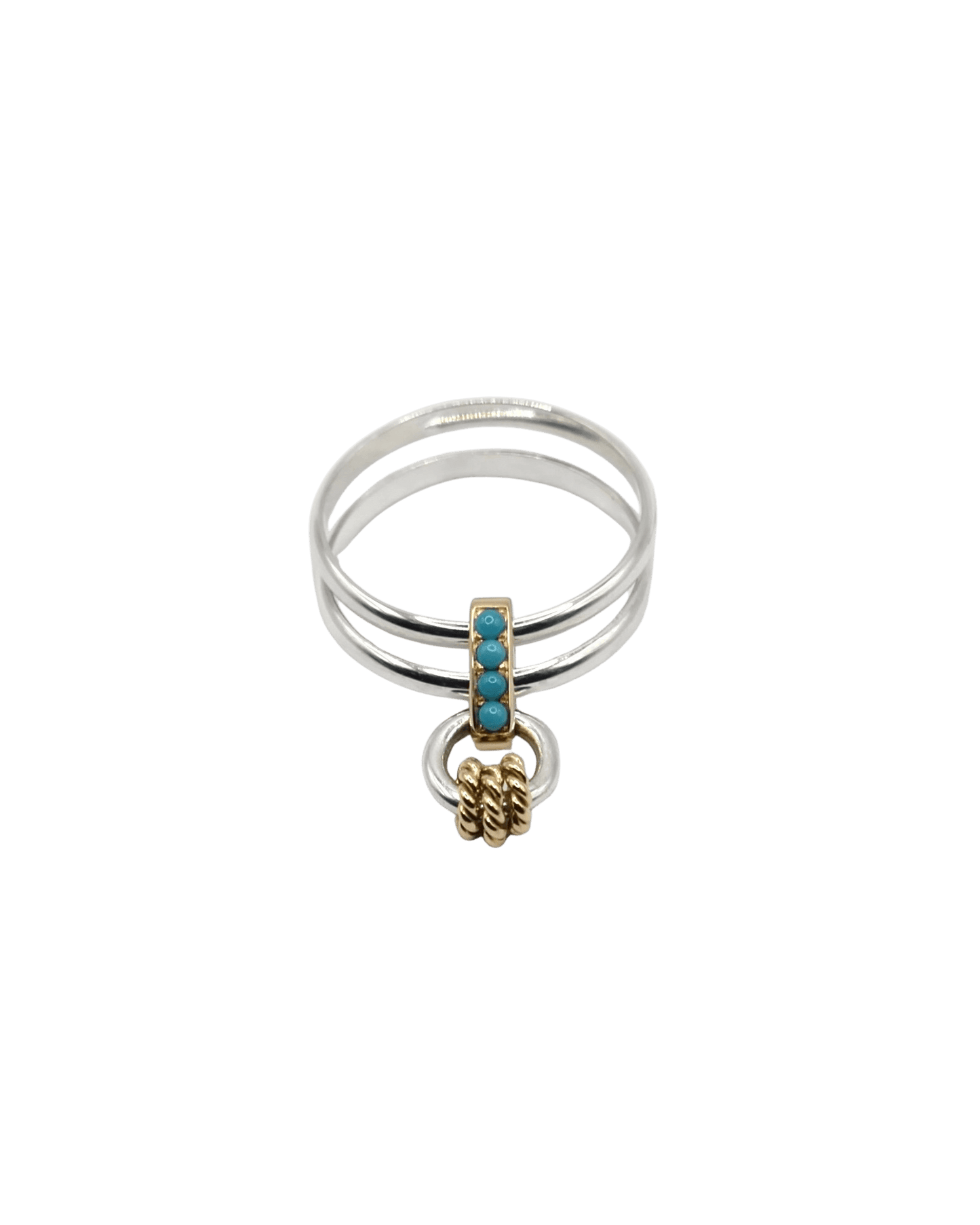 BAGUE SEDONA, Or jaune, Argent, Turquoises